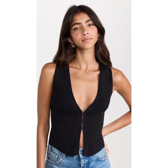 Reformation Tops - Reformation Myrtle Cotton Sweater Vest Black